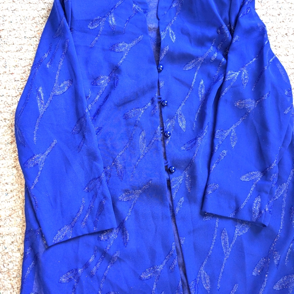 Royal blue Lady Darby formal long dress jacket with silver embellishment XLP
